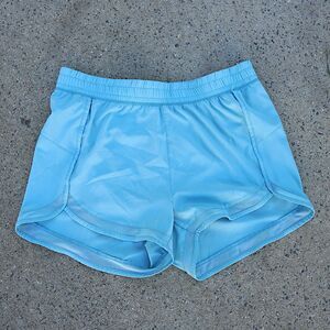 Gaiam Blue Athletic Running Shorts L Mesh Panels Lined Yoga Workout